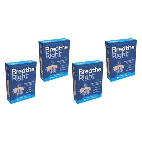 Breathe Right Nasal Original Strips 30 Pack Bundle of 4