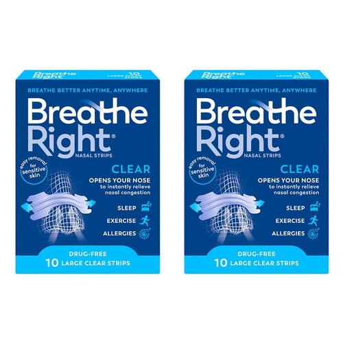 Breathe Right Nasal Strips Clear Large 10 Pack Bundle of 2
