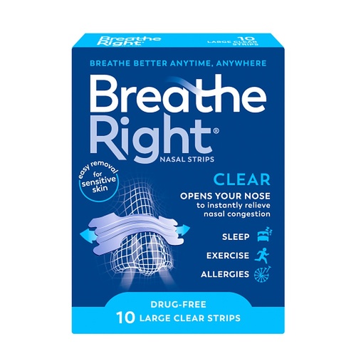 Breathe Right Nasal Strips Clear Large 10 Pack