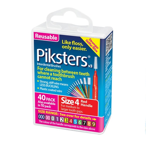 Piksters Interdental Brushes Red Size 4 40 Pack