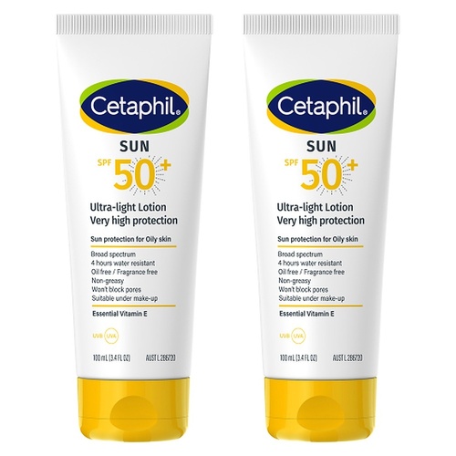 Cetaphil SPF50+ Ultra-Light Lotion 100mL Pack of 2