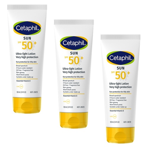 Cetaphil SPF50+ Ultra-Light Lotion 100mL Pack of 3