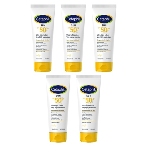 Cetaphil SPF50+ Ultra-Light Lotion 100mL Pack of 5