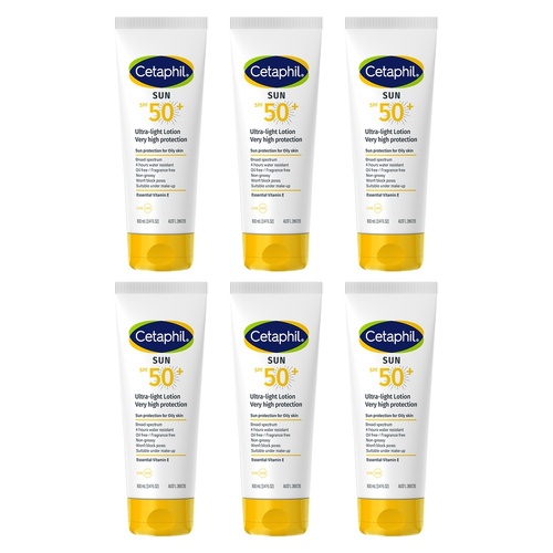 Cetaphil SPF50+ Ultra-Light Lotion 100mL Pack of 6