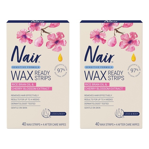 Nair Sensitive Large Wax Strips 40 Pack Bundle of 2