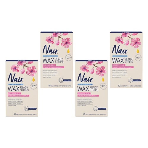 Nair Sensitive Large Wax Strips 40 Pack Bundle of 4