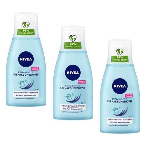 NIVEA Extra Gentle Eye Make-Up Remover 125mL Pack of 3