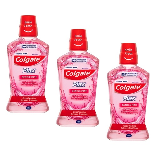 Colgate Plax Mouthwash Gentle Care 500mL Pack of 3