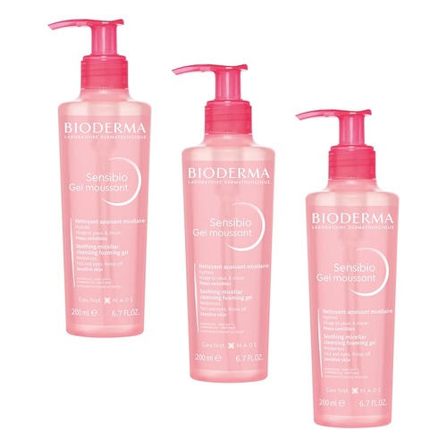 Bioderma Sensibio Gel Moussant Soothing Foaming Gel Cleanser 200mL Pack of 3