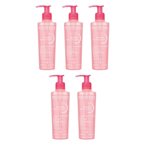 Bioderma Sensibio Gel Moussant Soothing Foaming Gel Cleanser 200mL Pack of 5