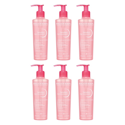 Bioderma Sensibio Gel Moussant Soothing Foaming Gel Cleanser 200mL Pack of 6