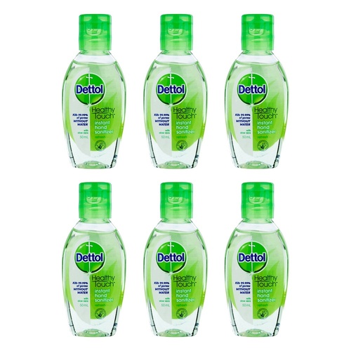 Dettol Healthy Touch Instant Hand Sanitiser Aloe Vera 50mL Pack of 6