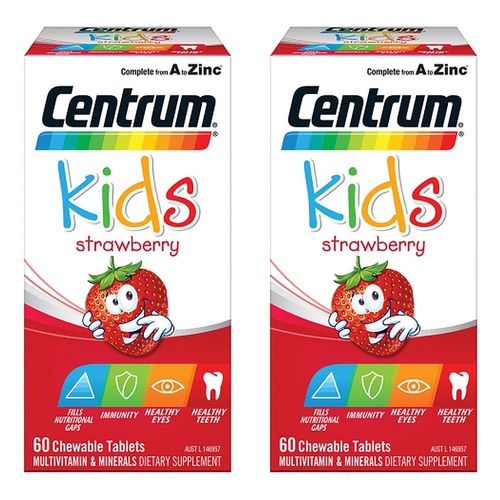 Centrum Kids Multivitamin Strawberry 60 Chewable Tablets Pack of 2
