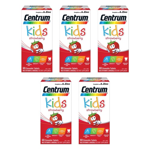 Centrum Kids Multivitamin Strawberry 60 Chewable Tablets Pack of 5