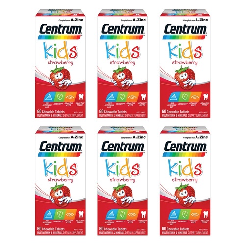Centrum Kids Multivitamin Strawberry 60 Chewable Tablets Pack of 6