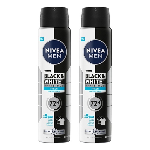 Nivea Men Black & White Fresh 72H Anti-Perspirant 250mL Pack of 2