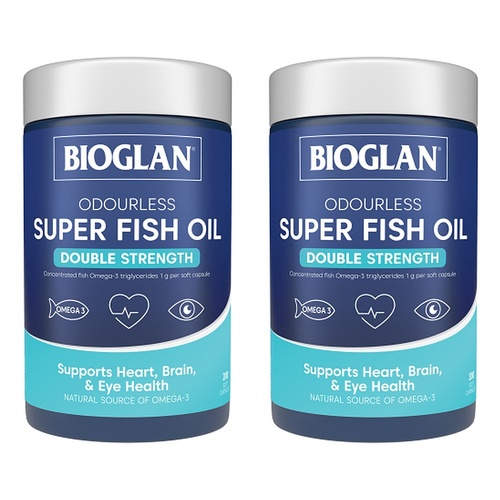 Bioglan Odourless Super Fish Oil Double Strength 200 Capsules Pack of 2