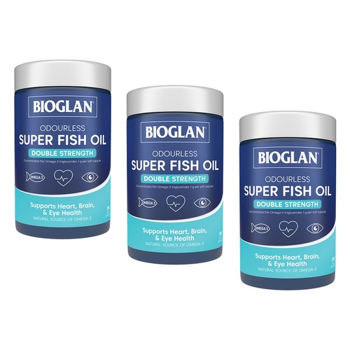 Bioglan Odourless Super Fish Oil Double Strength 200 Capsules Pack of 3