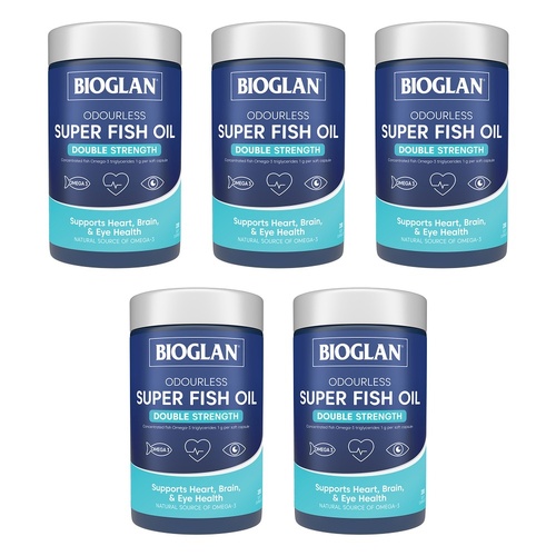 Bioglan Odourless Super Fish Oil Double Strength 200 Capsules Pack of 5