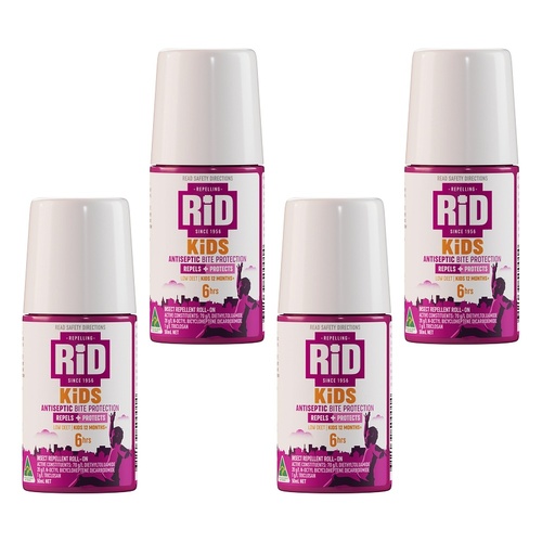 RID KiDS Antiseptic Bite Protection Roll-On 50mL Pack of 4