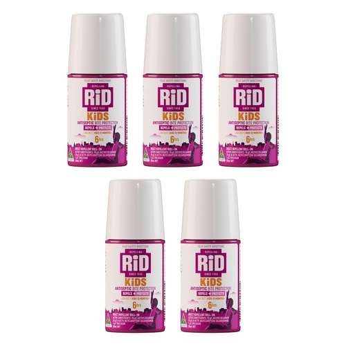 RID KiDS Antiseptic Bite Protection Roll-On 50mL Pack of 5