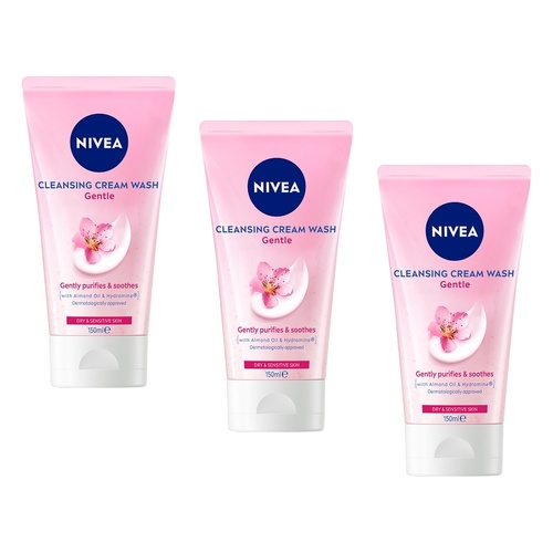 NIVEA Gentle Face Cleansing Cream Wash 150mL Pack of 3