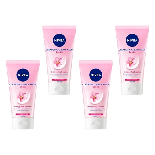 NIVEA Gentle Face Cleansing Cream Wash 150mL Pack of 4
