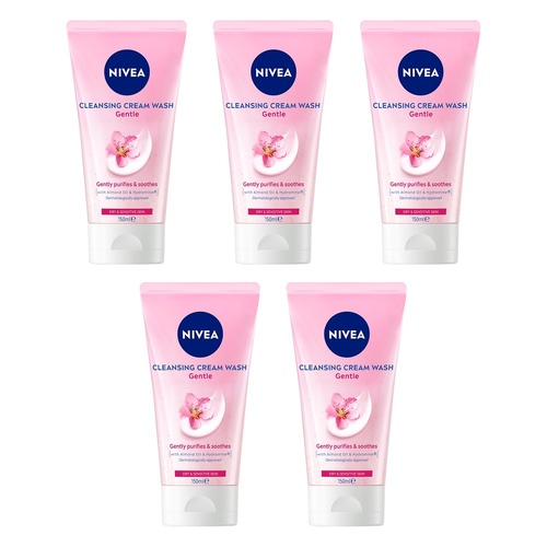 NIVEA Gentle Face Cleansing Cream Wash 150mL Pack of 5