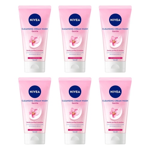 NIVEA Gentle Face Cleansing Cream Wash 150mL Pack of 6