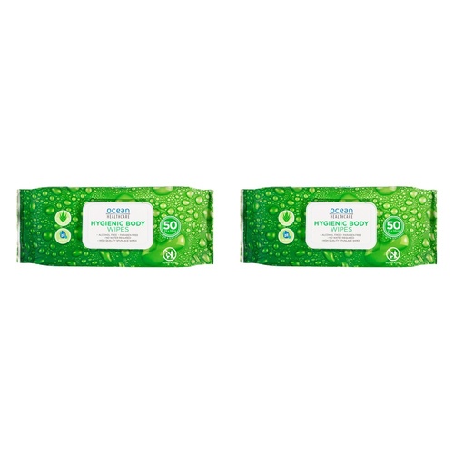 Ocean Healthcare Hygienic Health Wipes 50 Pack Bundle of 2