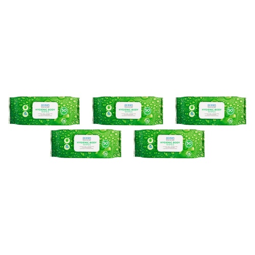 Ocean Healthcare Hygienic Health Wipes 50 Pack Bundle of 5