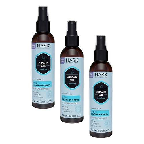 HASK Argan Oil Repairing 5-in-1 Leave-In Spray 175mL Pack of 3