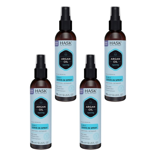 HASK Argan Oil Repairing 5-in-1 Leave-In Spray 175mL Pack of 4