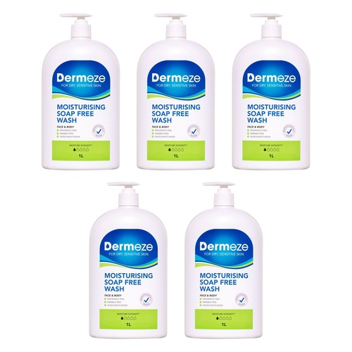 Dermeze Moisturising Soap Free Wash 1 L Pack of 5