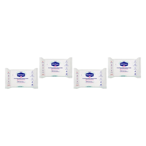 Milton Antibacterial Surface Wipes, Rinse-Free, 30 Pack x 7 Bundle of 4