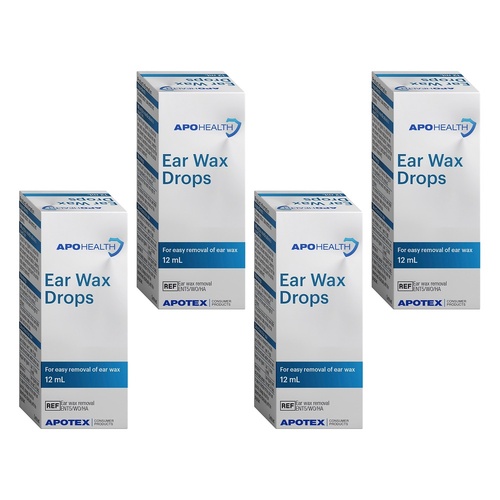 Apo Health Ear Wax Drops 12mL Pack of 4