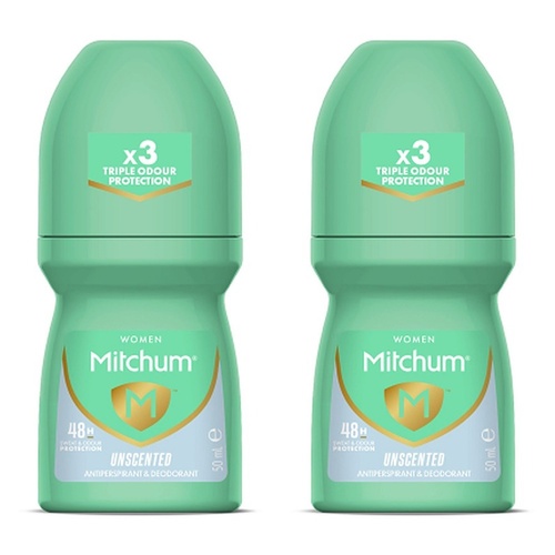 Mitchum Women Antiperspirant Roll-On Deodorant Unscented 50mL Pack of 2