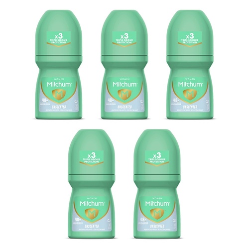 Mitchum Women Antiperspirant Roll-On Deodorant Unscented 50mL Pack of 5