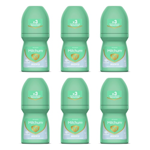 Mitchum Women Antiperspirant Roll-On Deodorant Unscented 50mL Pack of 6