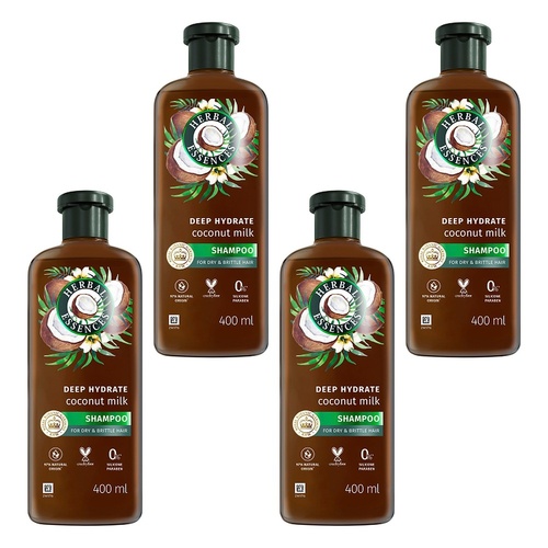 Herbal Essences Bio:Renew Deep Hydrate Coconut Milk Shampoo 400mL Pack of 4