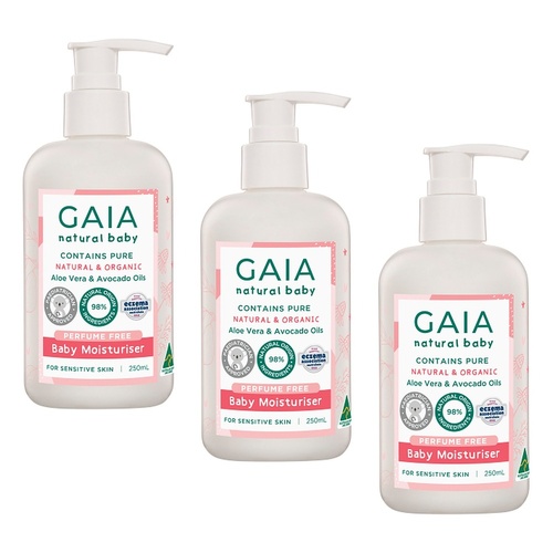 Gaia Natural Baby Moisturiser Perfume Free 250mL Pack of 3