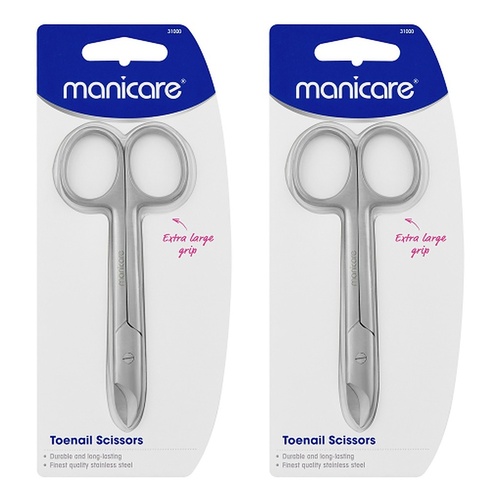 Manicare Toenail Scissors Stainless Steel Extra Large Grip x 3 Bundle of 2