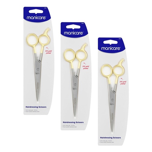Manicare Hairdressing Scissors, 16cm Extra Large Grip x 3 Bundle of 3