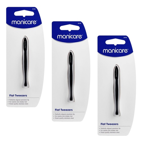 Manicare Flat Tweezers x 3 Bundle of 3