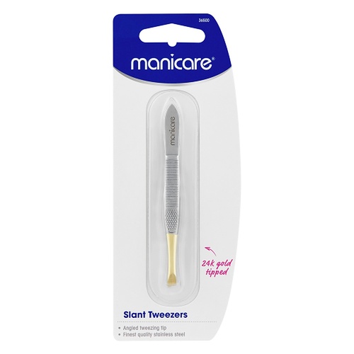 Manicare Slant Tweezers Gold Tipped x 3
