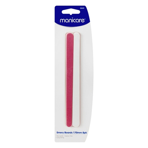 Manicare Emery Boards Coarse/Fine Red 170mm 8 Pack x 3
