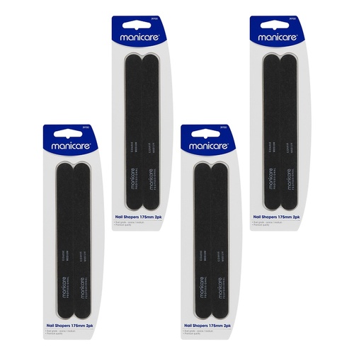 Manicare Nail Shapers Coarse/Medium 175mm 2 Pack x 3 Bundle of 4