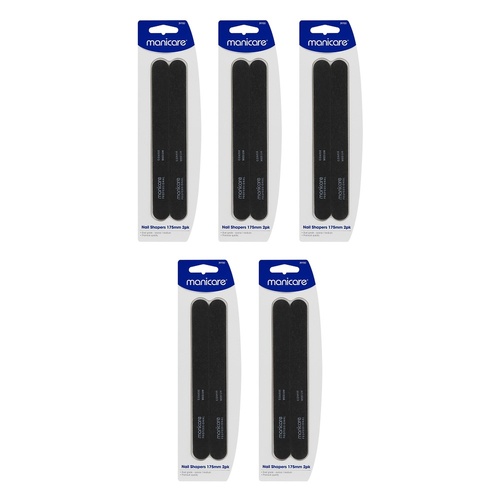 Manicare Nail Shapers Coarse/Medium 175mm 2 Pack x 3 Bundle of 5