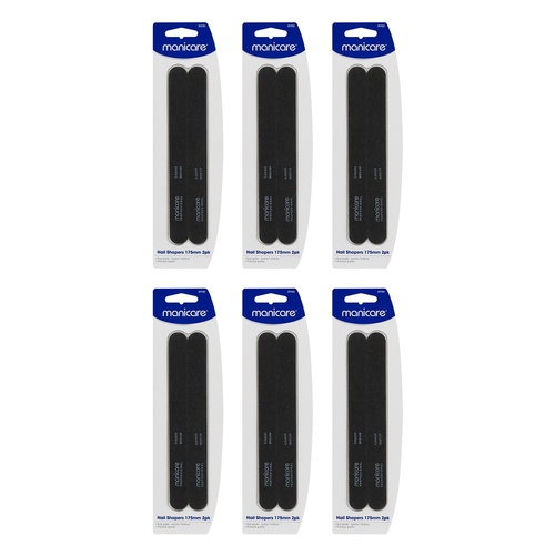 Manicare Nail Shapers Coarse/Medium 175mm 2 Pack x 3 Bundle of 6