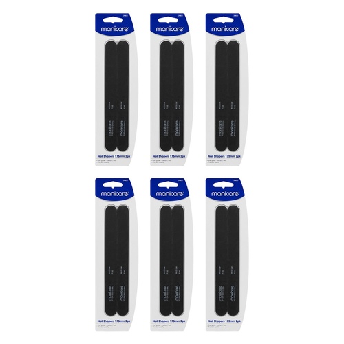 Manicare Nail Shapers Medium/Fine 175mm 2 Pack x 3 Bundle of 6
